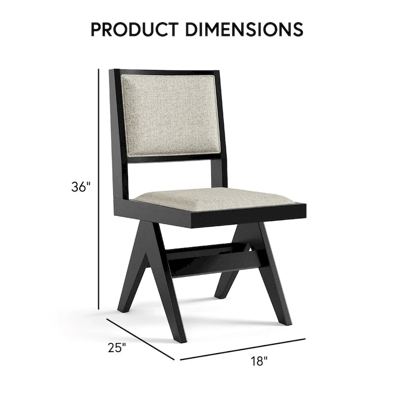 Evrena Modern 7-Piece Black Solid Wood Dining Set