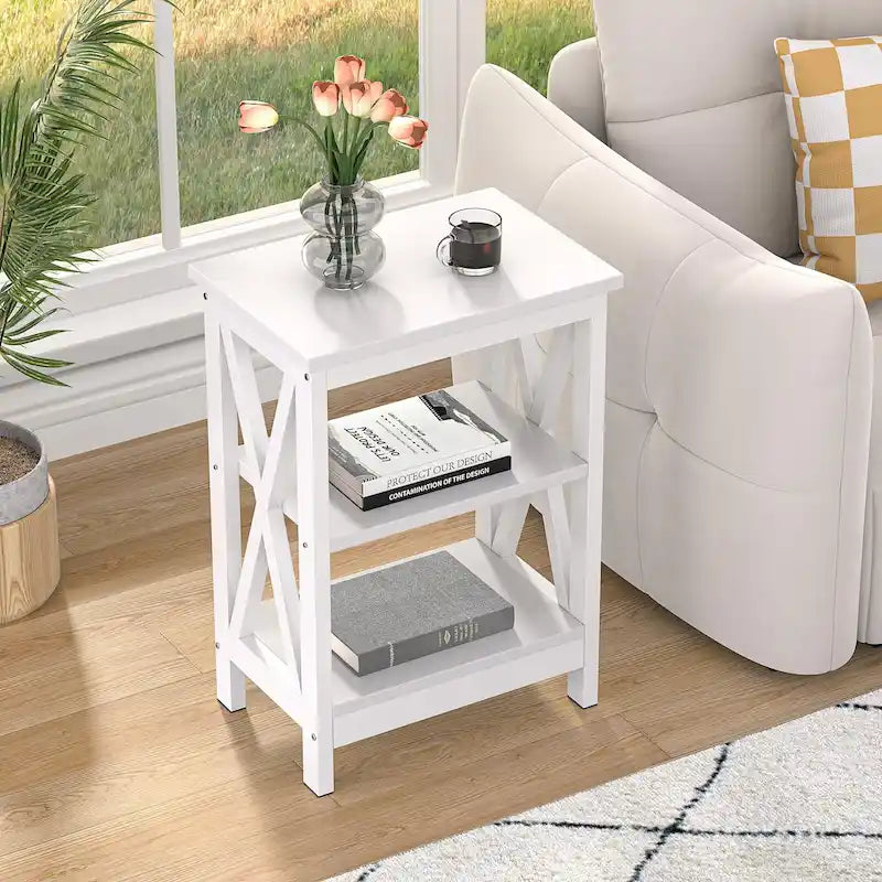 Modern Nightstand with 3-Tier Storage Shelves