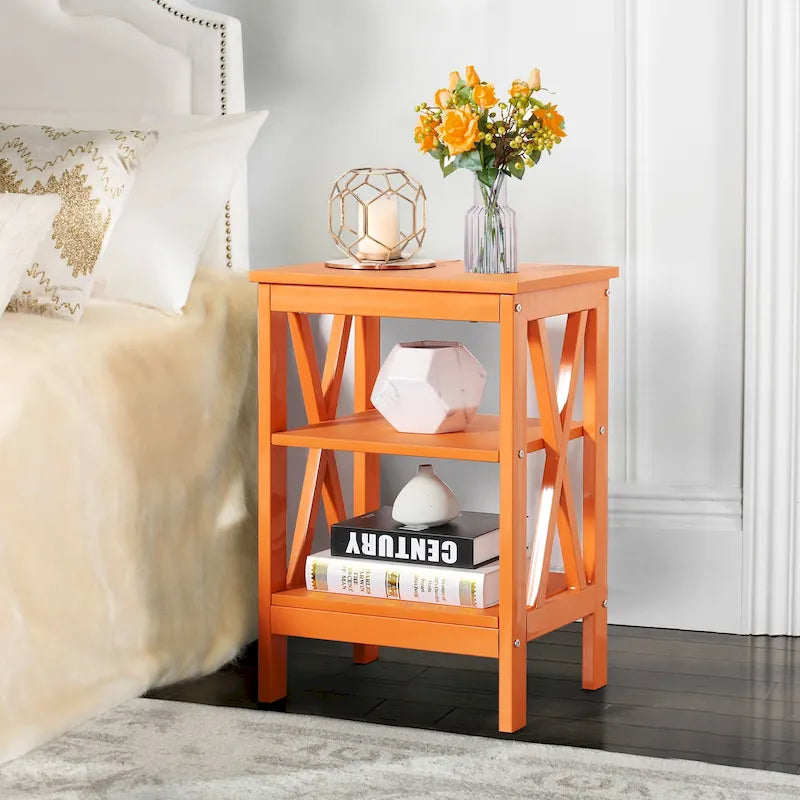 Modern Nightstand with 3-Tier Storage Shelves
