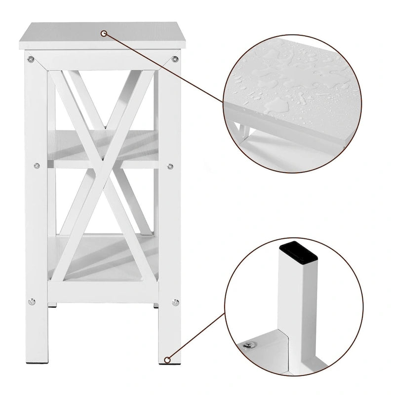 Modern Nightstand with 3-Tier Storage Shelves