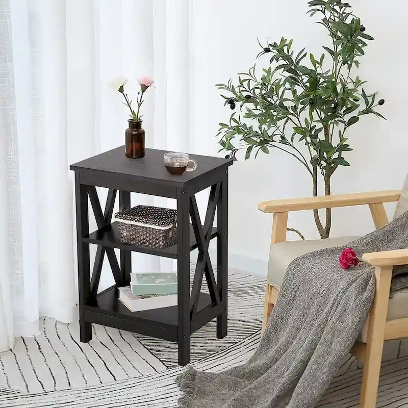 Modern Nightstand with 3-Tier Storage Shelves