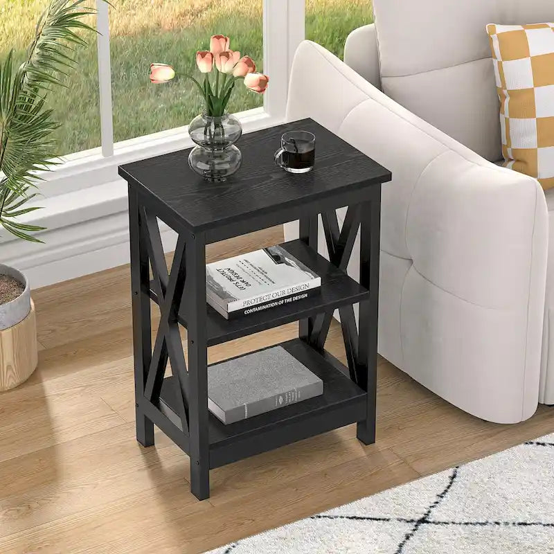 Modern Nightstand with 3-Tier Storage Shelves