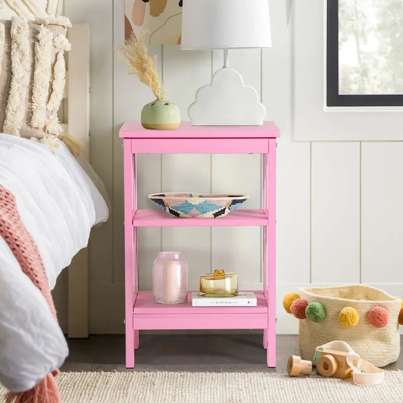 Modern Nightstand with 3-Tier Storage Shelves
