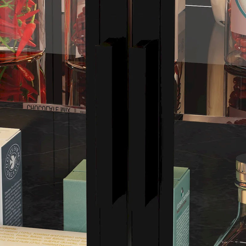 Kitchen Island with Drawers & Glass Cabinets, Converts to Office Desk