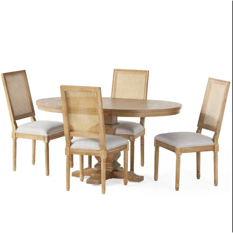 Pampas Wood and Cane Dining Set by
