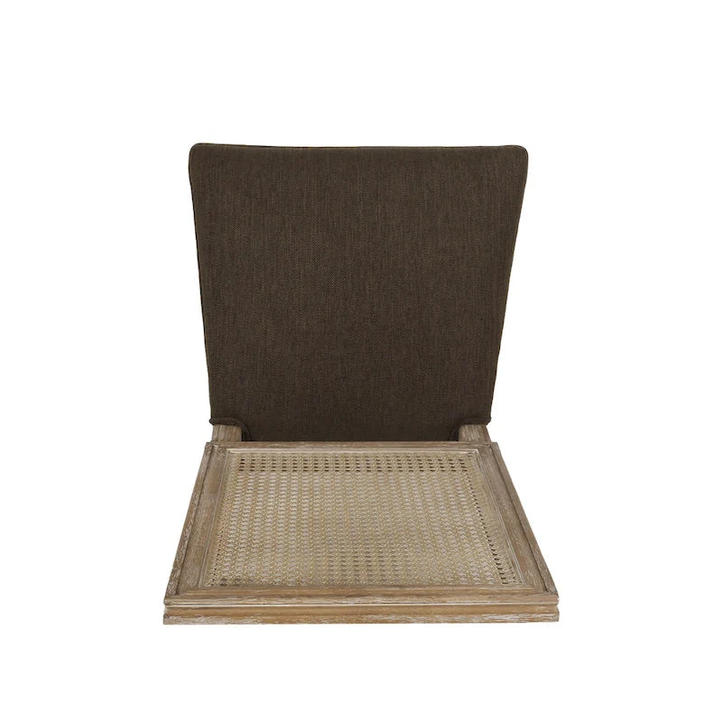 Remuda Wood and Cane Upholstered 5 Piece Circular Dining Set by