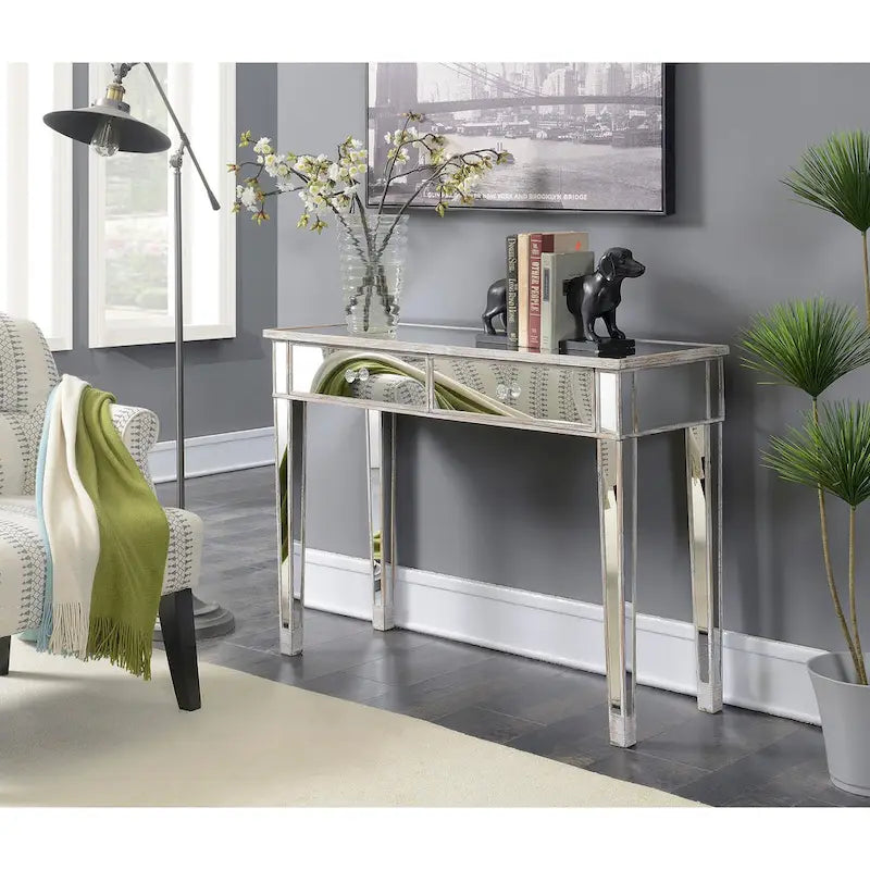 Gold Coast Mirrored 2 Drawer Desk/Console Table