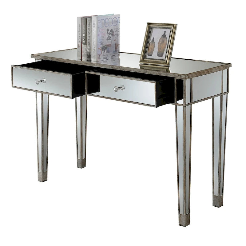 Gold Coast Mirrored 2 Drawer Desk/Console Table