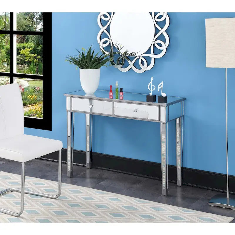 Gold Coast Mirrored 2 Drawer Desk/Console Table