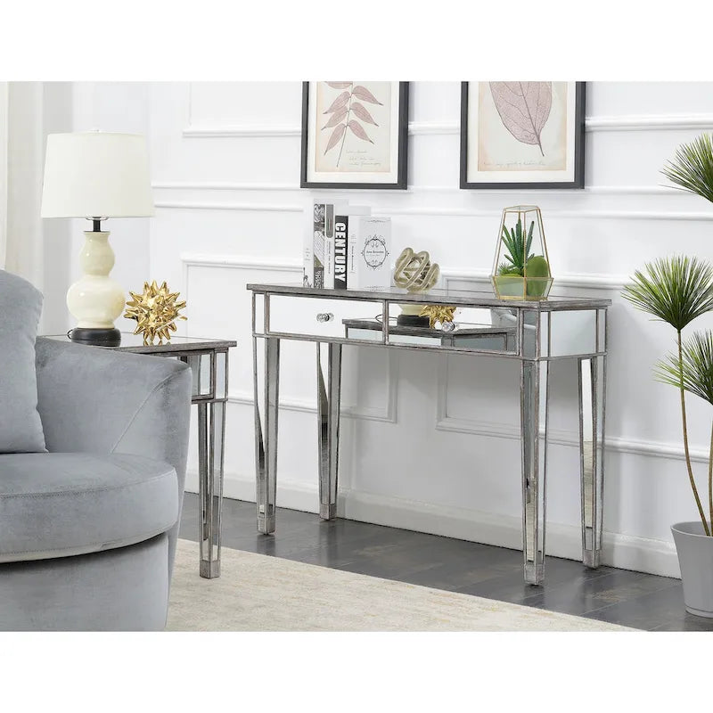 Gold Coast Mirrored 2 Drawer Desk/Console Table