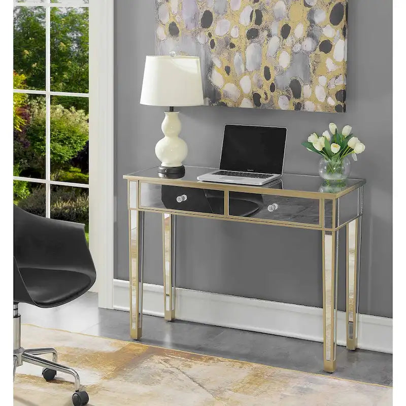 Gold Coast Mirrored 2 Drawer Desk/Console Table