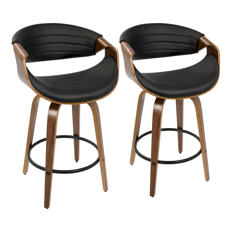 Kanteborg 26 Fixed-Height Counter Stool with Bent Wood Legs & Round Footrest (Set of 2)