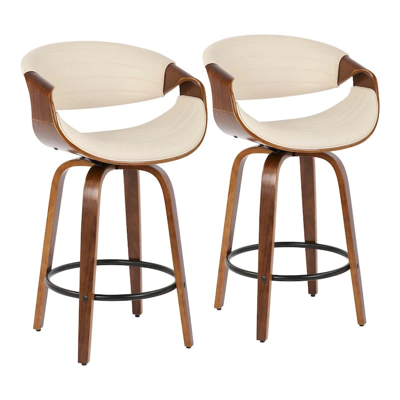 Kanteborg 26 Fixed-Height Counter Stool with Bent Wood Legs & Round Footrest (Set of 2)