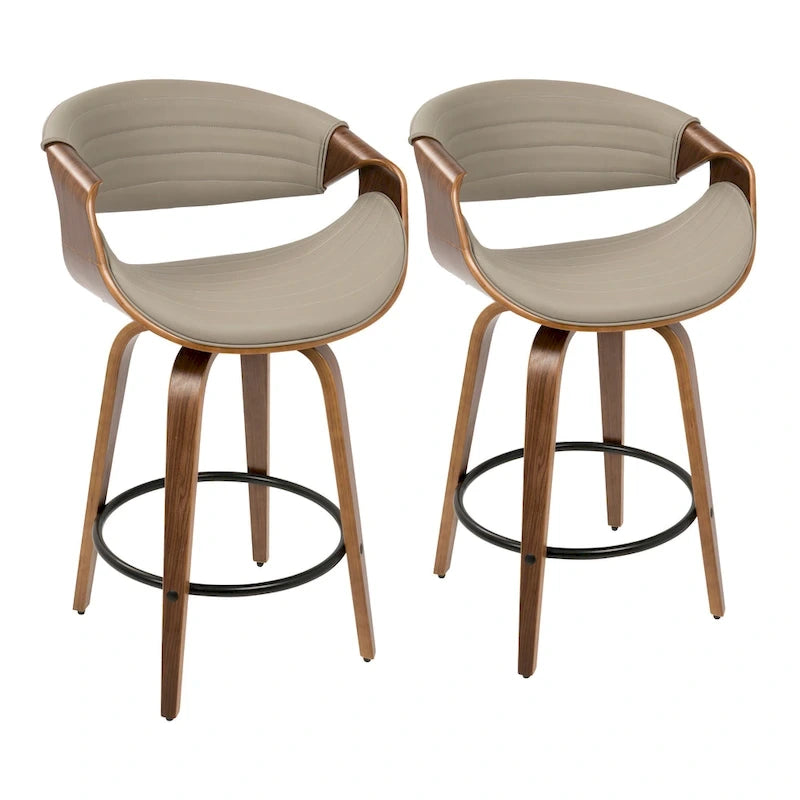Kanteborg 26 Fixed-Height Counter Stool with Bent Wood Legs & Round Footrest (Set of 2)
