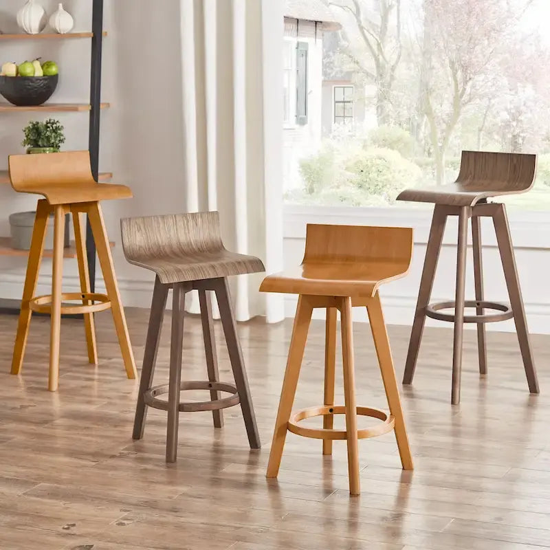 Ellery Mid-Century Modern Swivel Wood Stool (Set of 2) 