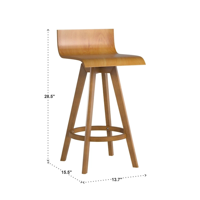 Ellery Mid-Century Modern Swivel Wood Stool (Set of 2)