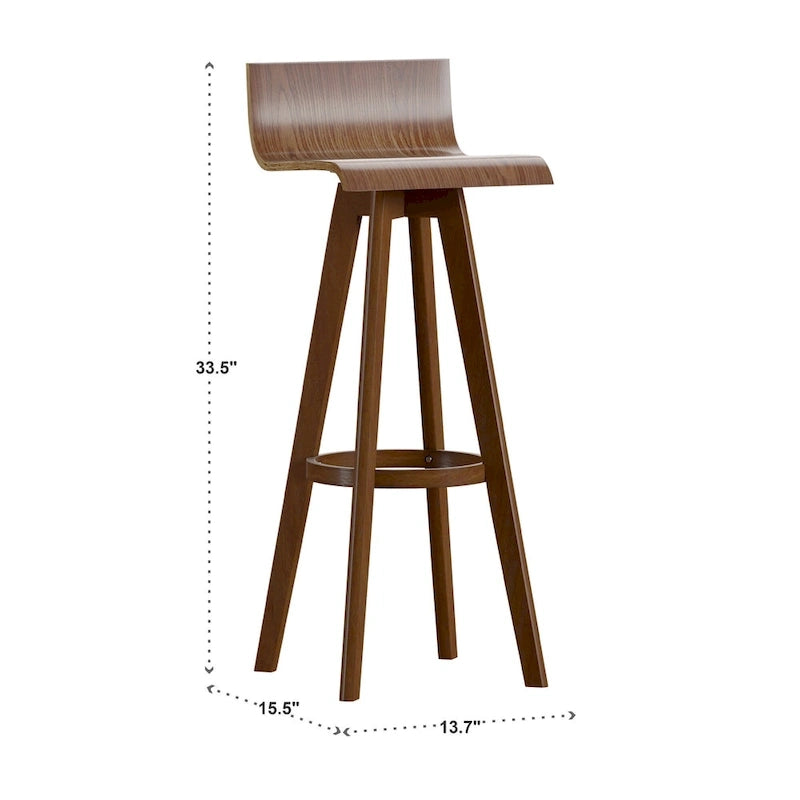 Ellery Mid-Century Modern Swivel Wood Stool (Set of 2)