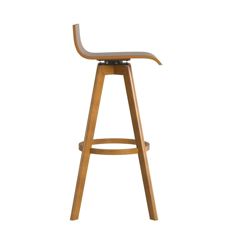 Ellery Mid-Century Modern Swivel Wood Stool (Set of 2)