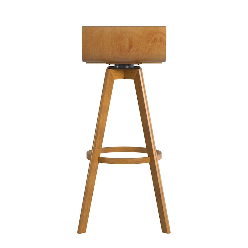 Ellery Mid-Century Modern Swivel Wood Stool (Set of 2)