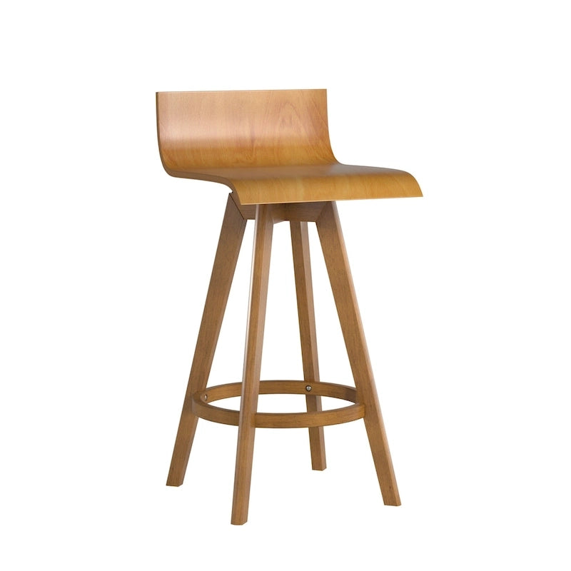 Ellery Mid-Century Modern Swivel Wood Stool (Set of 2)