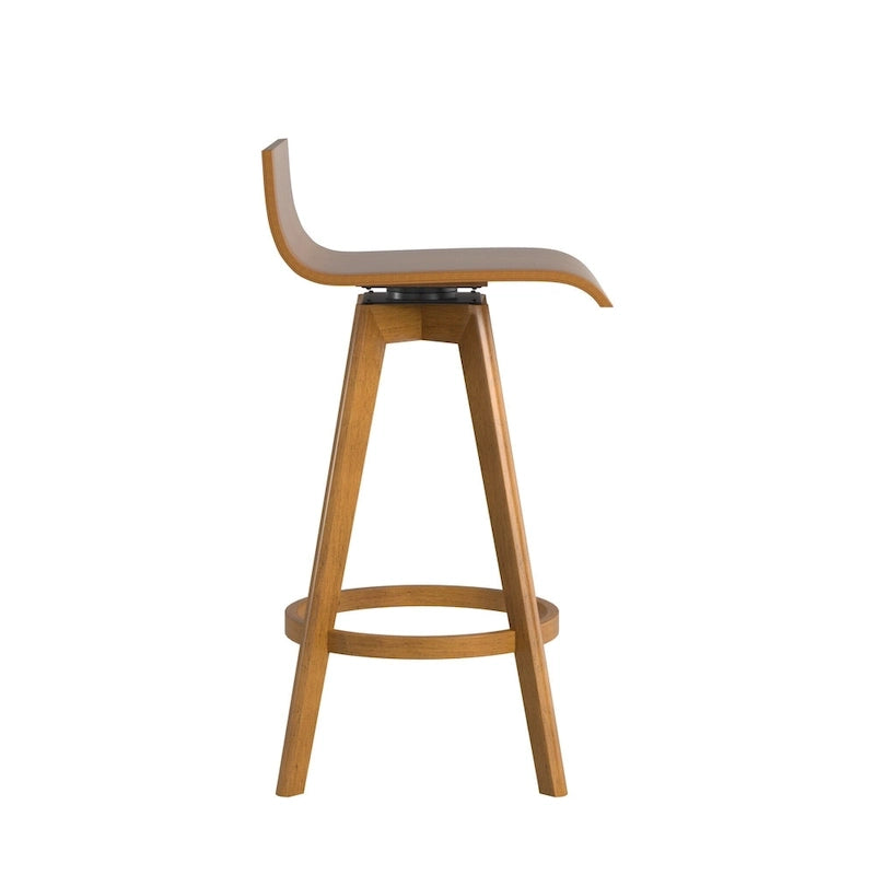 Ellery Mid-Century Modern Swivel Wood Stool (Set of 2)