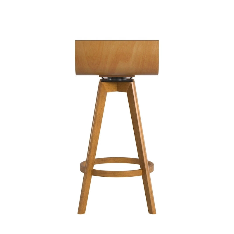 Ellery Mid-Century Modern Swivel Wood Stool (Set of 2)