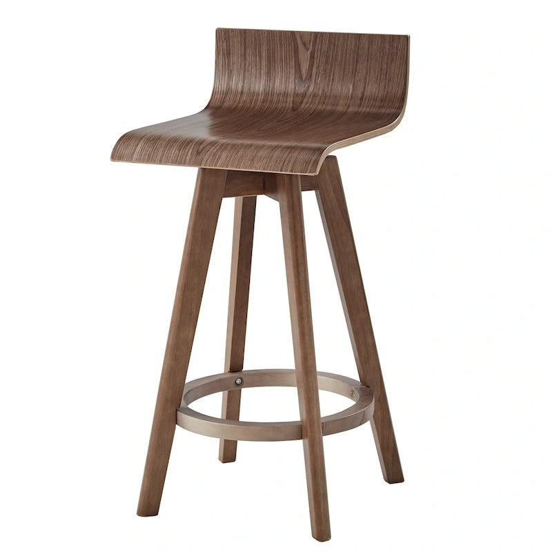 Ellery Mid-Century Modern Swivel Wood Stool (Set of 2)