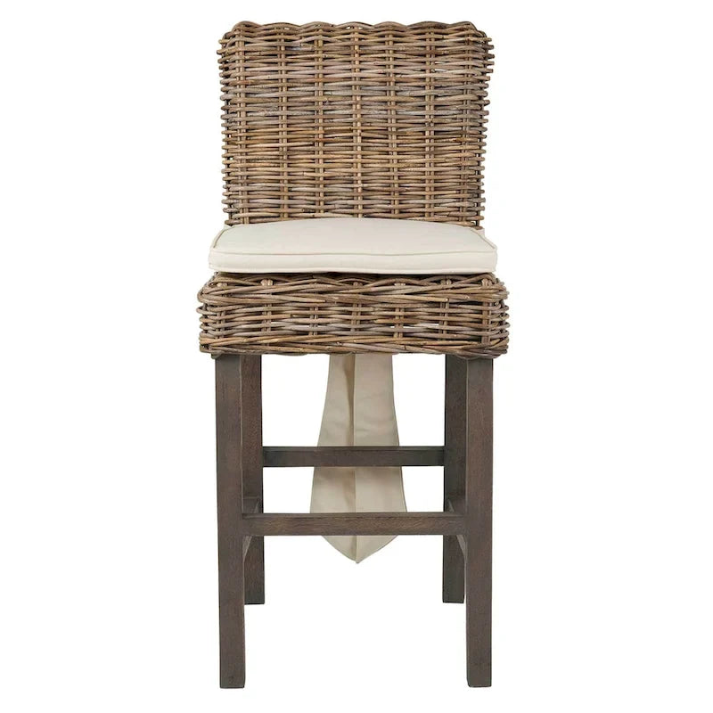 Grey Wash Rattan Cushioned Stool by
