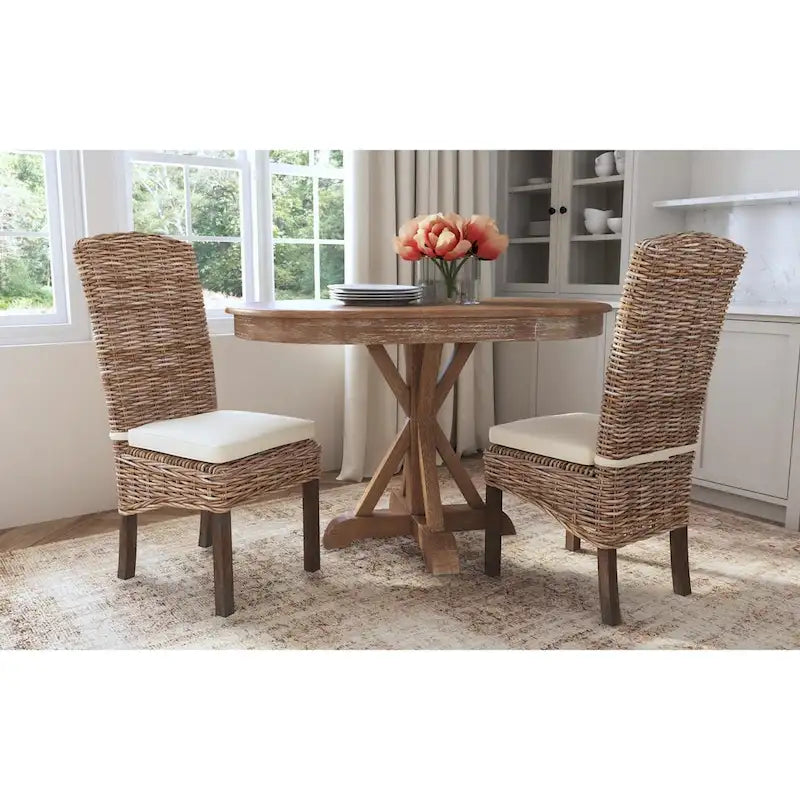 Natural Rattan Cushioned Dining Chairs by  (Set of 2)