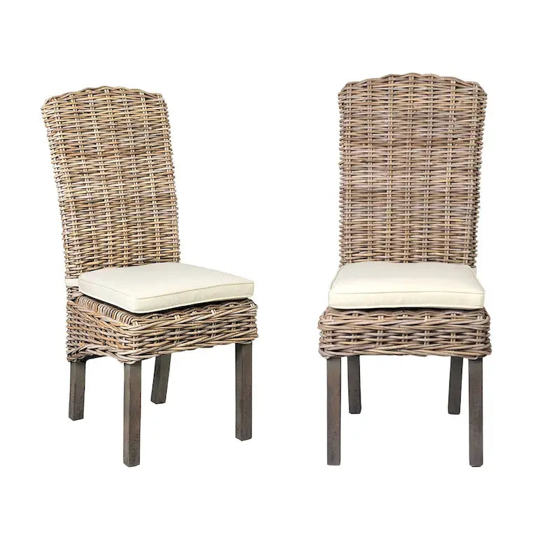 Natural Rattan Cushioned Dining Chairs by  (Set of 2)