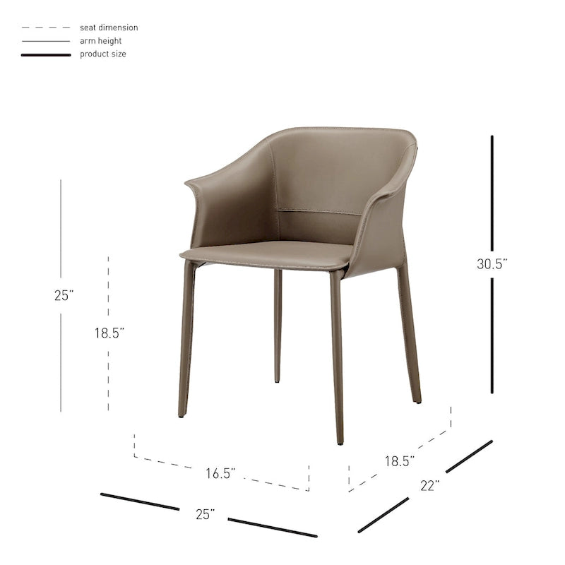 Callie Recycled Leather Dining Arm Chair