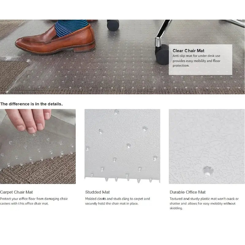 PVC Studded Office Chair Mat for Standard Carpet Pile