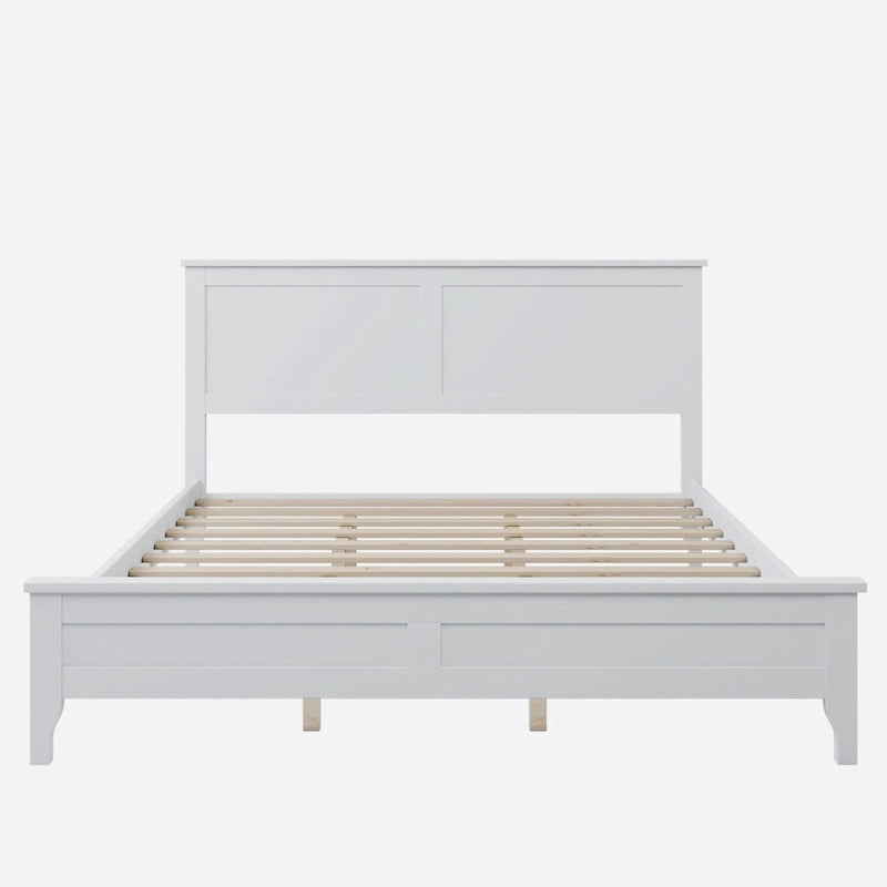 Modern White Solid Wood Queen Platform Bed