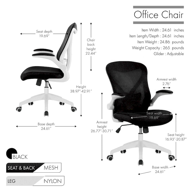 Cole Ergonomic Mesh Office Chair with Nylon Base and Tilt Mechanism