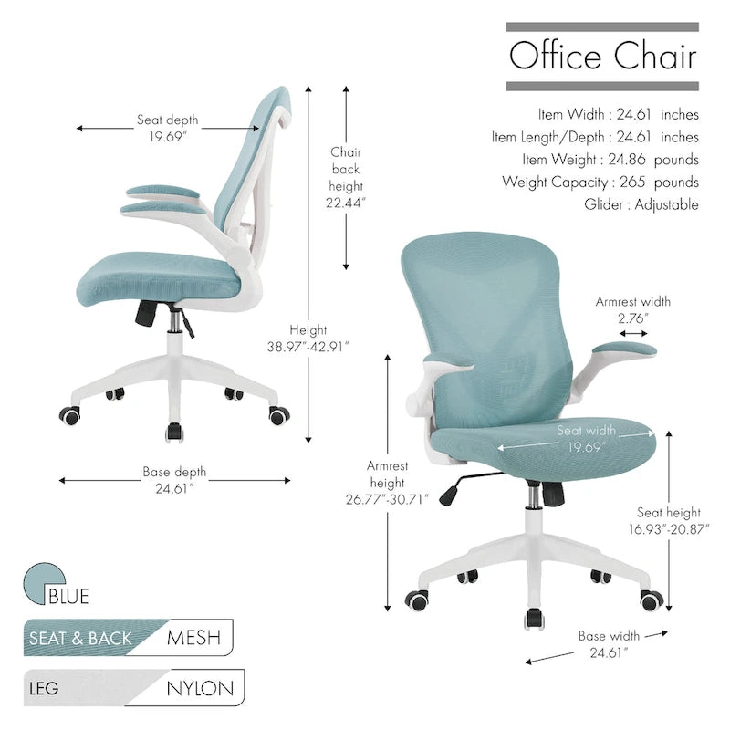 Cole Ergonomic Mesh Office Chair with Nylon Base and Tilt Mechanism