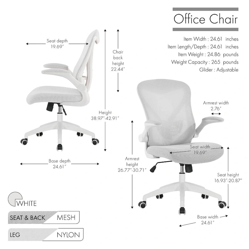Cole Ergonomic Mesh Office Chair with Nylon Base and Tilt Mechanism