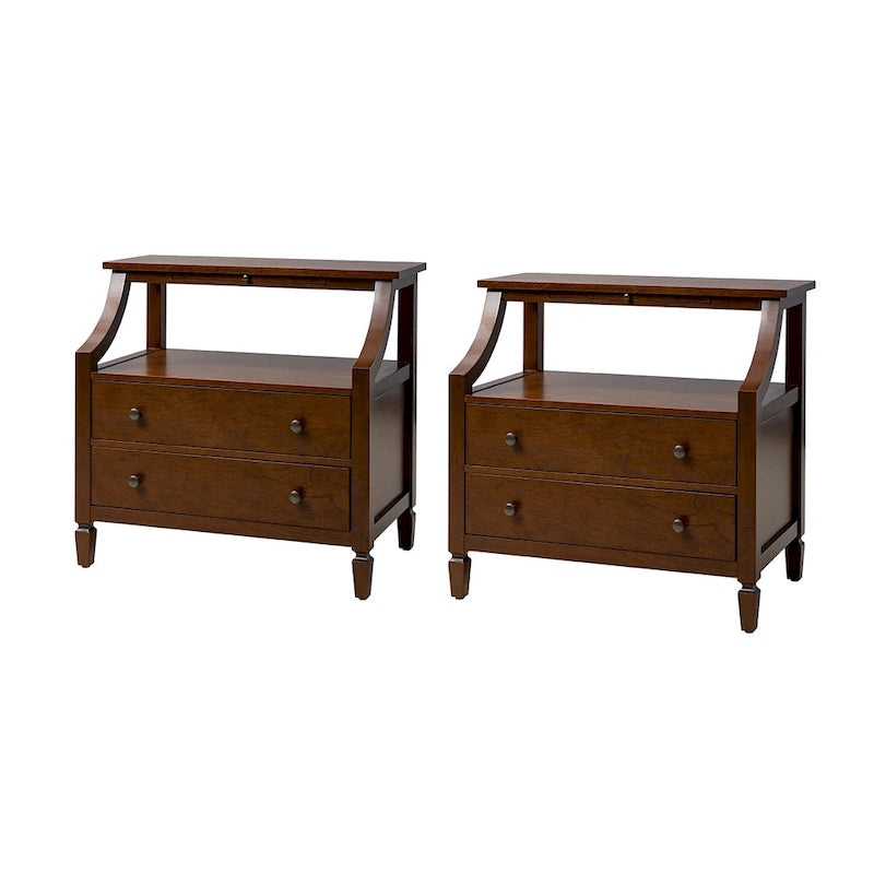 Jennifer 2 - Drawer Nightstand with Built-In Outlets and Pull-out Tray Set of 2 by