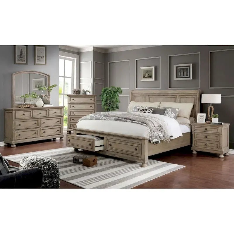 Nahkohe Rustic Grey Wood 2-drawer Sleigh Bed