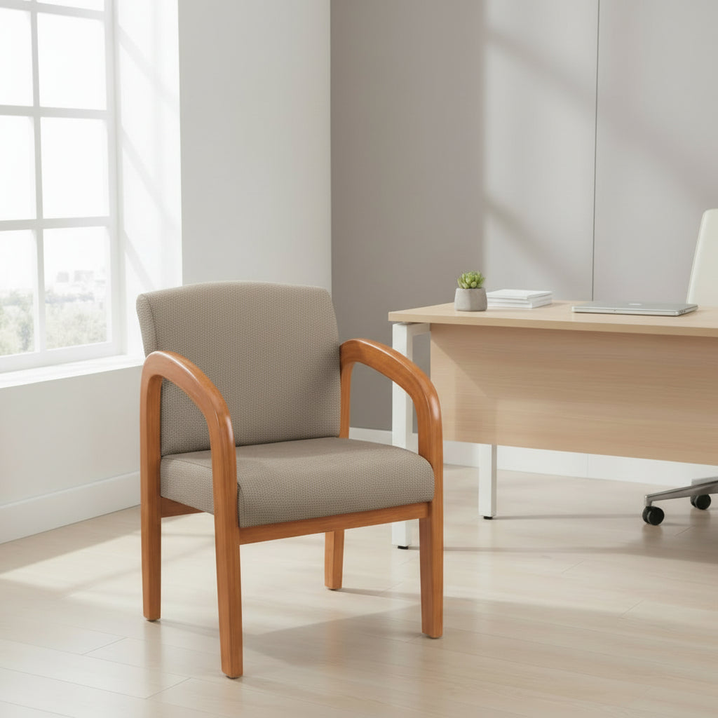  Medium Oak Finish Wood Visitor Chair