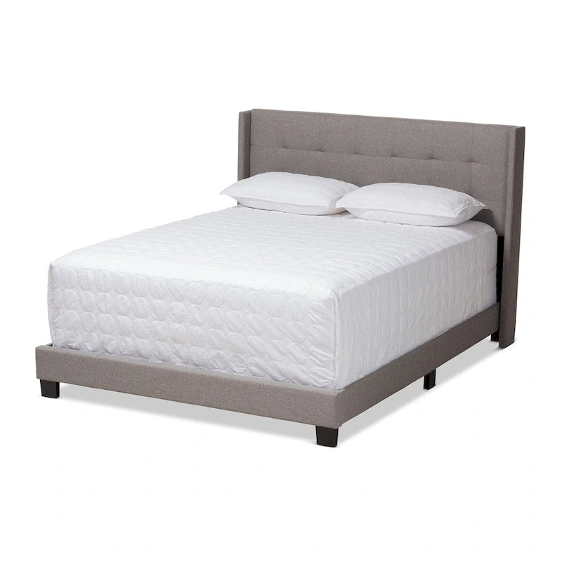 Contemporary Tufted Fabric Bed by