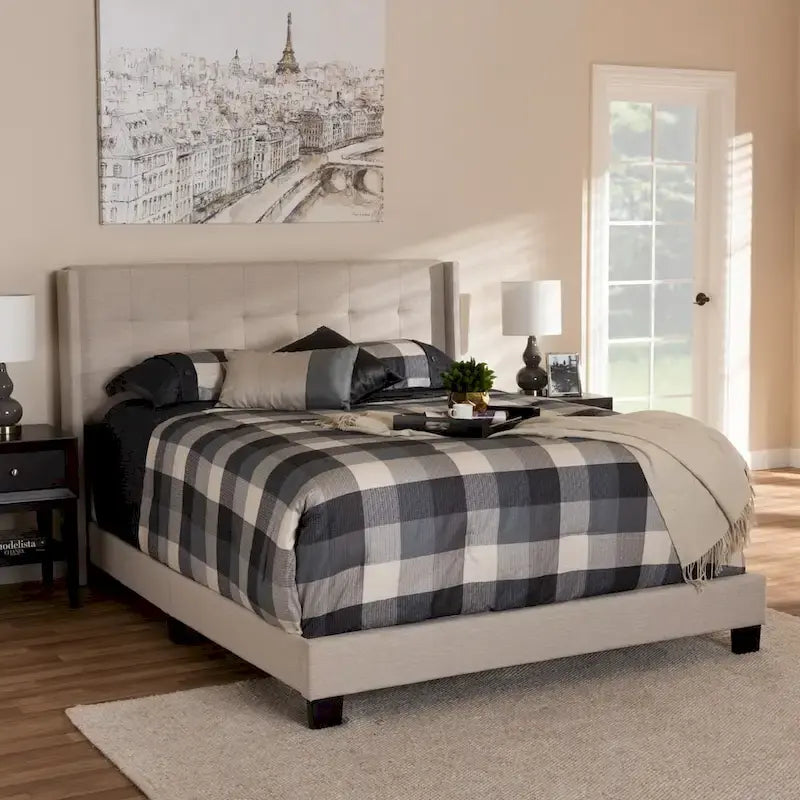 Contemporary Tufted Fabric Bed by 