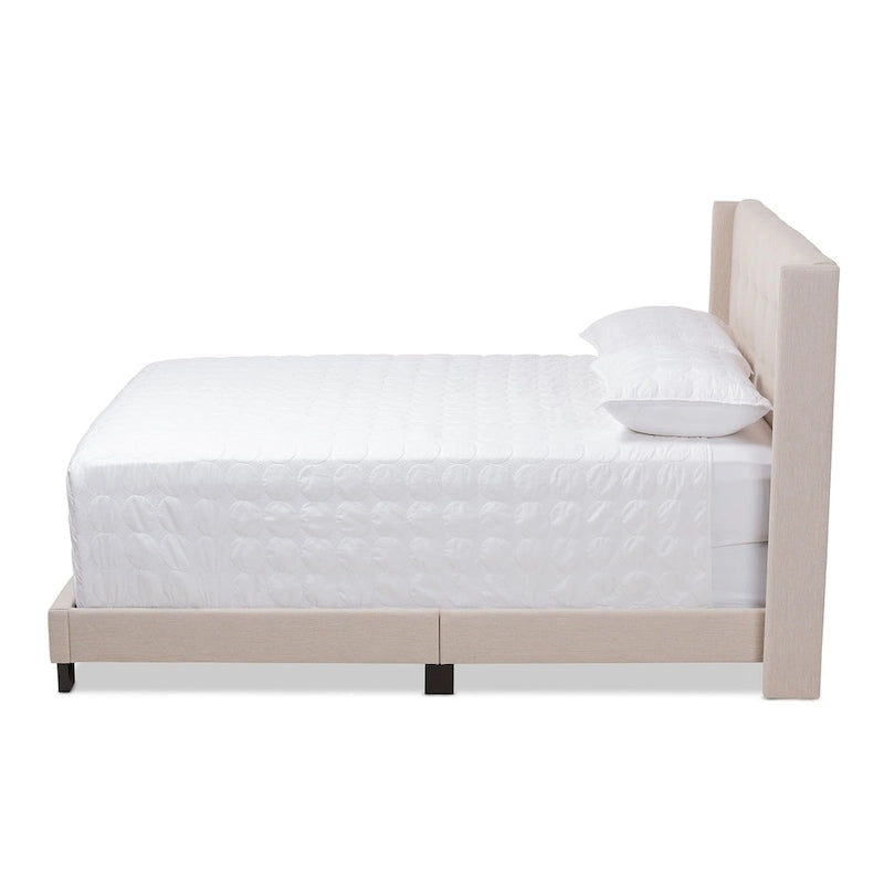Contemporary Tufted Fabric Bed by