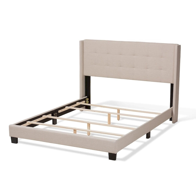 Contemporary Tufted Fabric Bed by