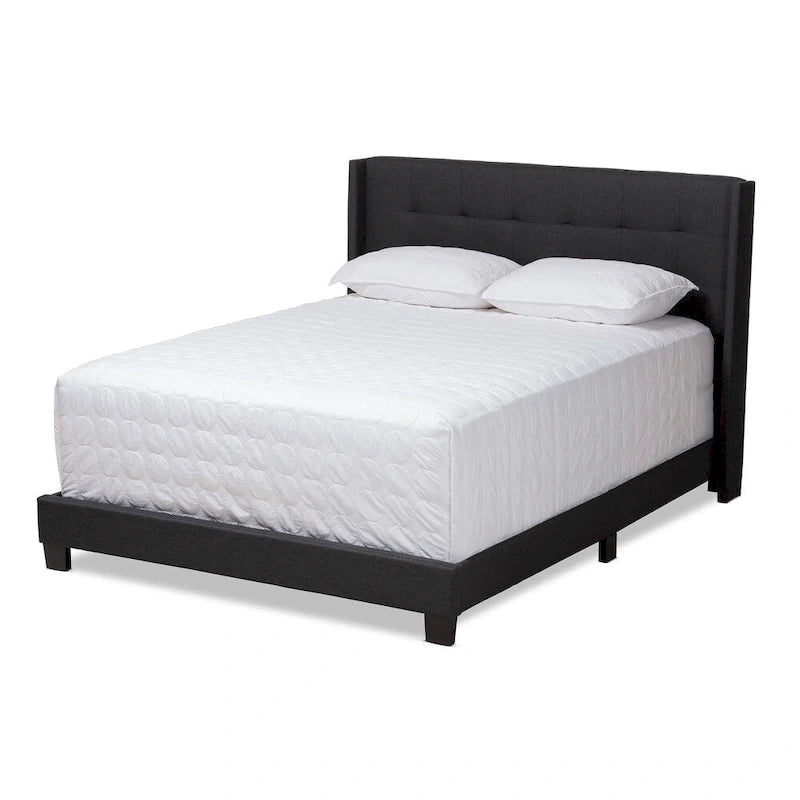 Contemporary Tufted Fabric Bed by