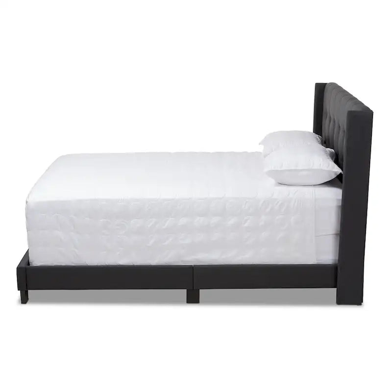 Contemporary Tufted Fabric Bed by