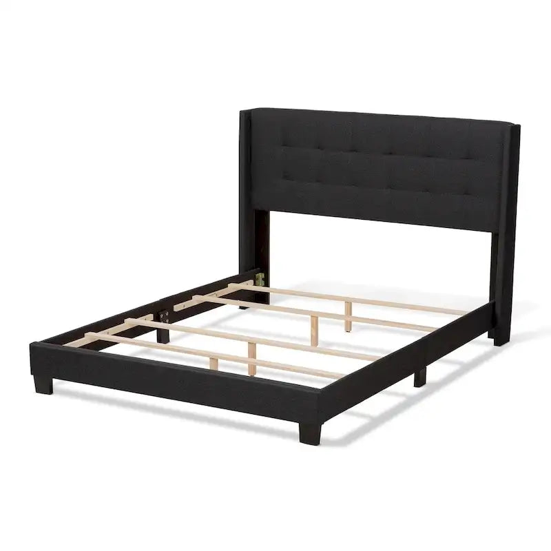Contemporary Tufted Fabric Bed by