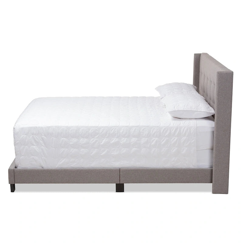 Contemporary Tufted Fabric Bed by