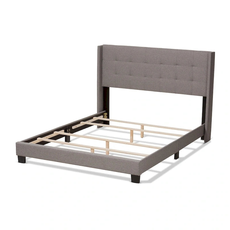 Contemporary Tufted Fabric Bed by