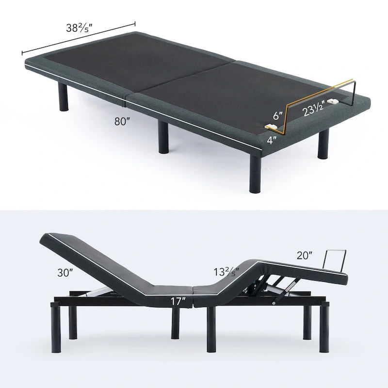 CO-Z Massaging Zero Gravity Adjustable Bed with Wireless Remote and Underbed Lighting