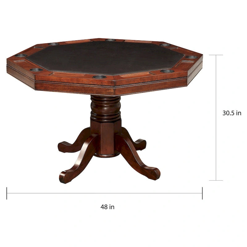 Gary Traditional Cherry Solid Wood Poker Table by